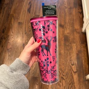 NWT Starbucks Holiday Woodland Pink Color Changing Venti Tumbler